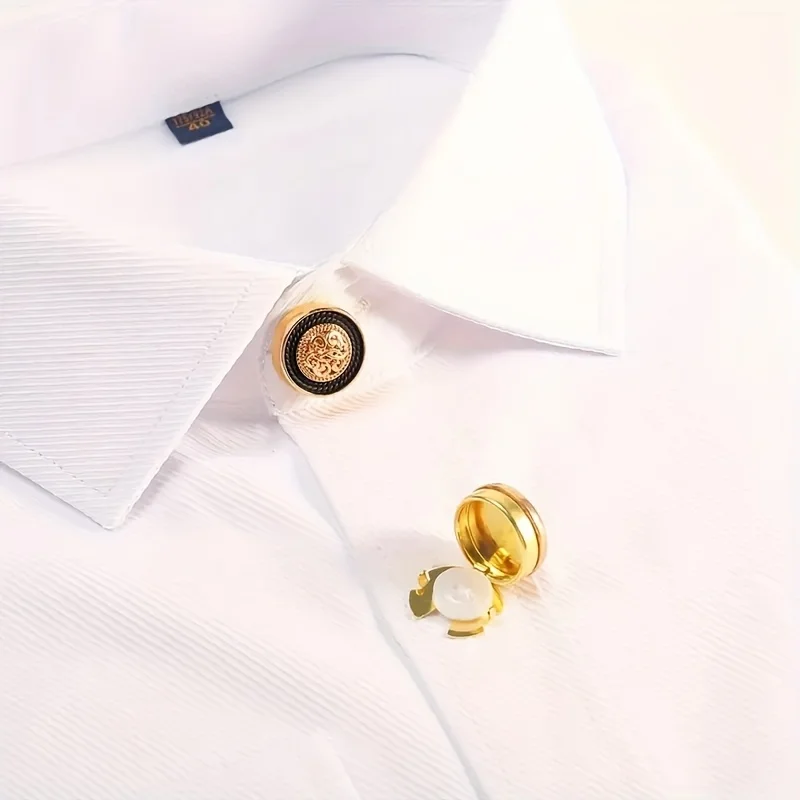 2pcs Retro Shirt Button Cover Metal Cufflinks Fashion Clothing Decoration Buttons Suit Accessories Christmas Holiday Gifts