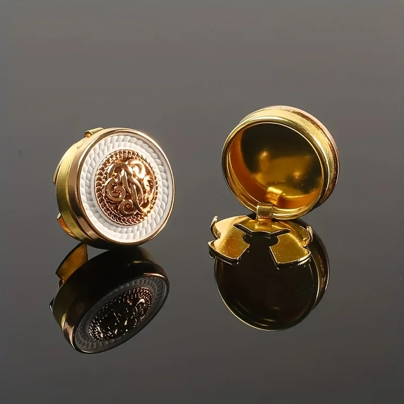 2pcs Retro Shirt Button Cover Metal Cufflinks Fashion Clothing Decoration Buttons Suit Accessories Christmas Holiday Gifts