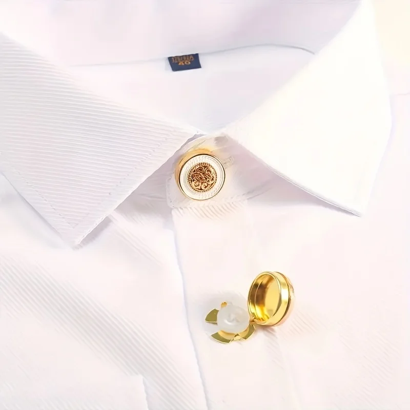 2pcs Retro Shirt Button Cover Metal Cufflinks Fashion Clothing Decoration Buttons Suit Accessories Christmas Holiday Gifts