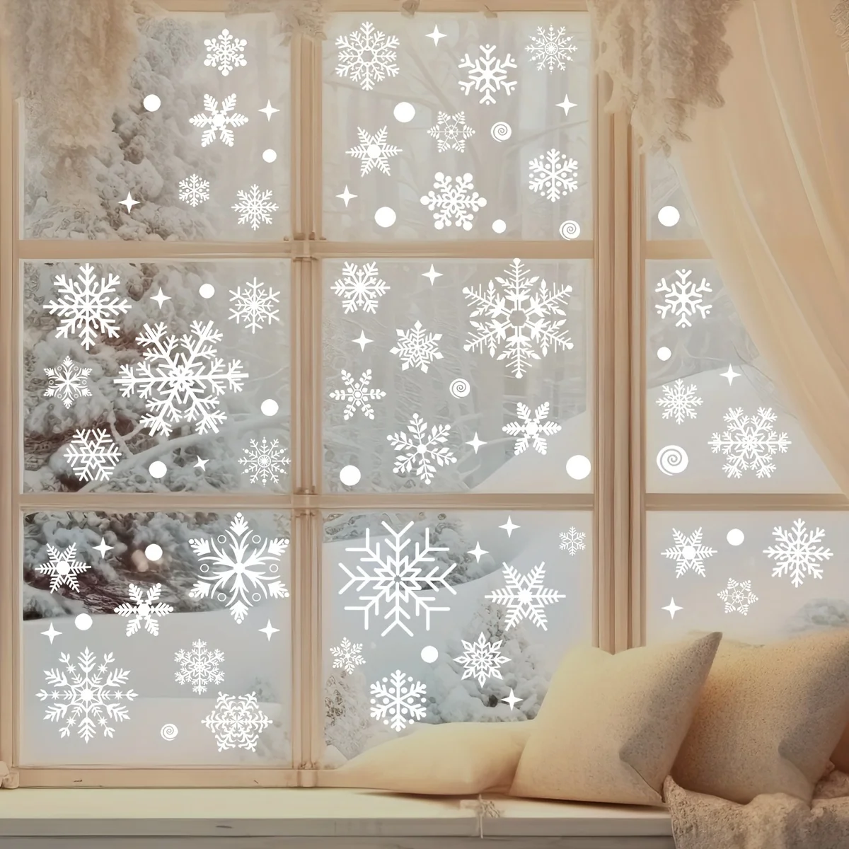 137 Christmas Snowflake Window Flowers - PVC Electrostatic Stickers for Glass - Reusable Winter Decorative Stickers