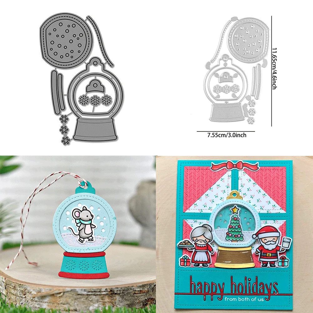 Snow Globe Gift tag Metal Cutting Dies Christmas tree Embossing Diecut For DIY Card Making Scrapbooking Crafting Supplies