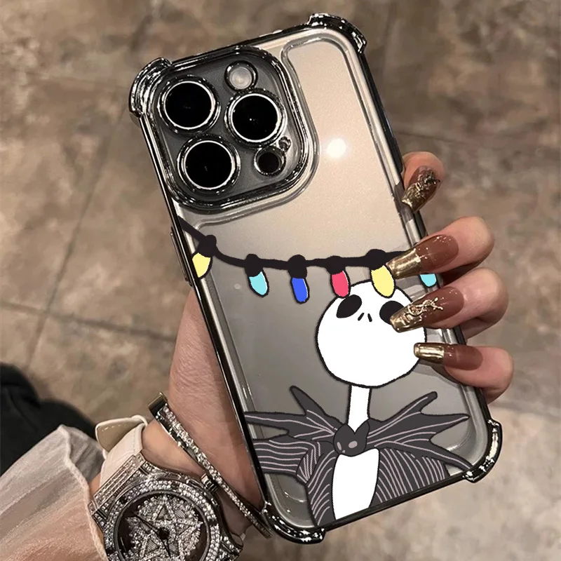 The Nightmare before Christmas Plating Phone Case For iPhone 17 17e 16 15 14 13 12 11 Pro Max X XR XSMax Mini Air Plus Anti-Fall