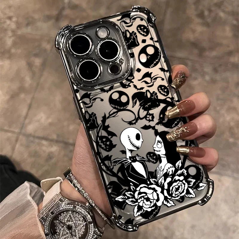 The Nightmare before Christmas Plating Phone Case For iPhone 17 17e 16 15 14 13 12 11 Pro Max X XR XSMax Mini Air Plus Anti-Fall