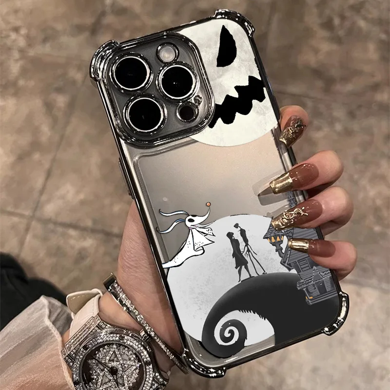 The Nightmare before Christmas Plating Phone Case For iPhone 17 17e 16 15 14 13 12 11 Pro Max X XR XSMax Mini Air Plus Anti-Fall