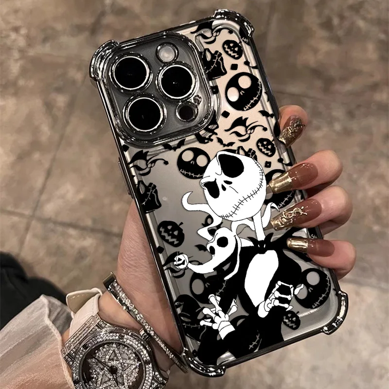 The Nightmare before Christmas Plating Phone Case For iPhone 17 17e 16 15 14 13 12 11 Pro Max X XR XSMax Mini Air Plus Anti-Fall