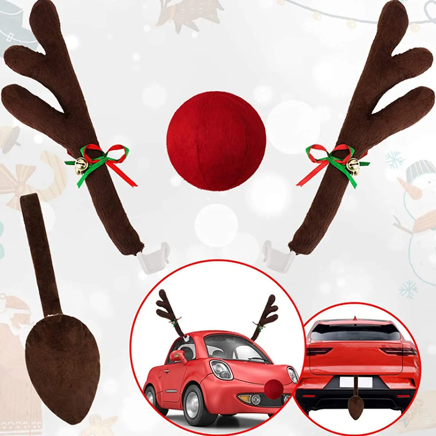 Christmas Car Decoration Antlers Car Antlers Christmas Decoration Christmas Car Decoration Tail Antlers
