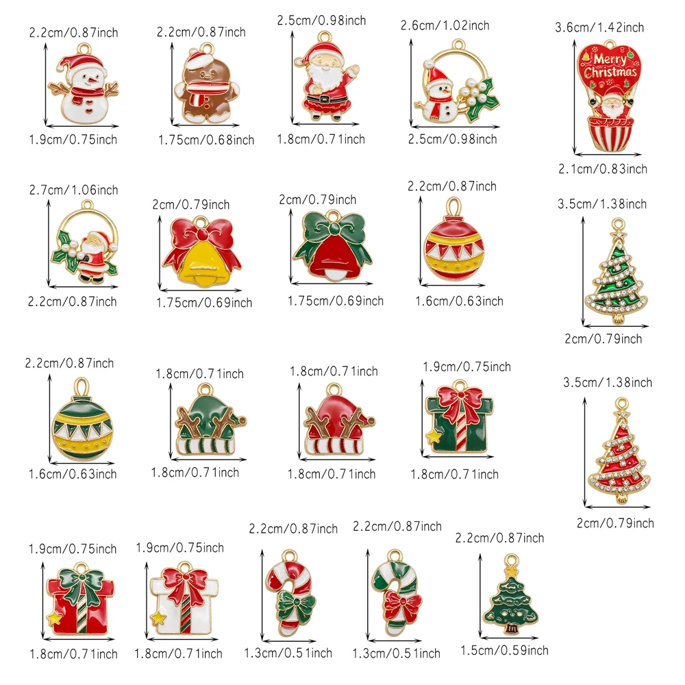 10/15/20Pcs Enamel Christmas Charms Metal Snowman Santa Christmas Tree Pendant for Necklace Bracelet Making Jewelry DIY Supplies