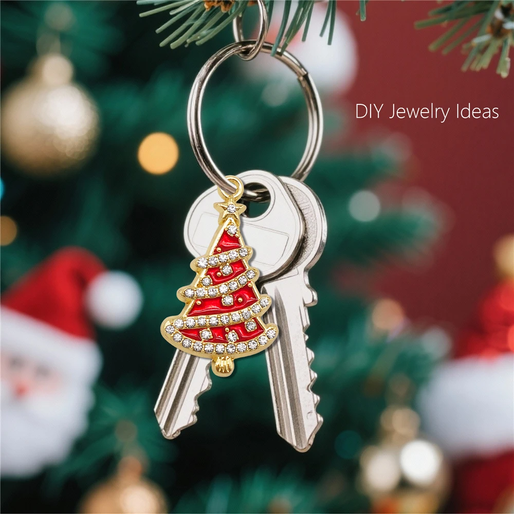 10/15/20Pcs Enamel Christmas Charms Metal Snowman Santa Christmas Tree Pendant for Necklace Bracelet Making Jewelry DIY Supplies