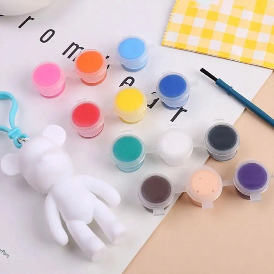 DIY Christmas Decoration Keychain Pendant Set, Liquid Color Paint Bear Design, Perfect Gift for Friends Ideal for Parties