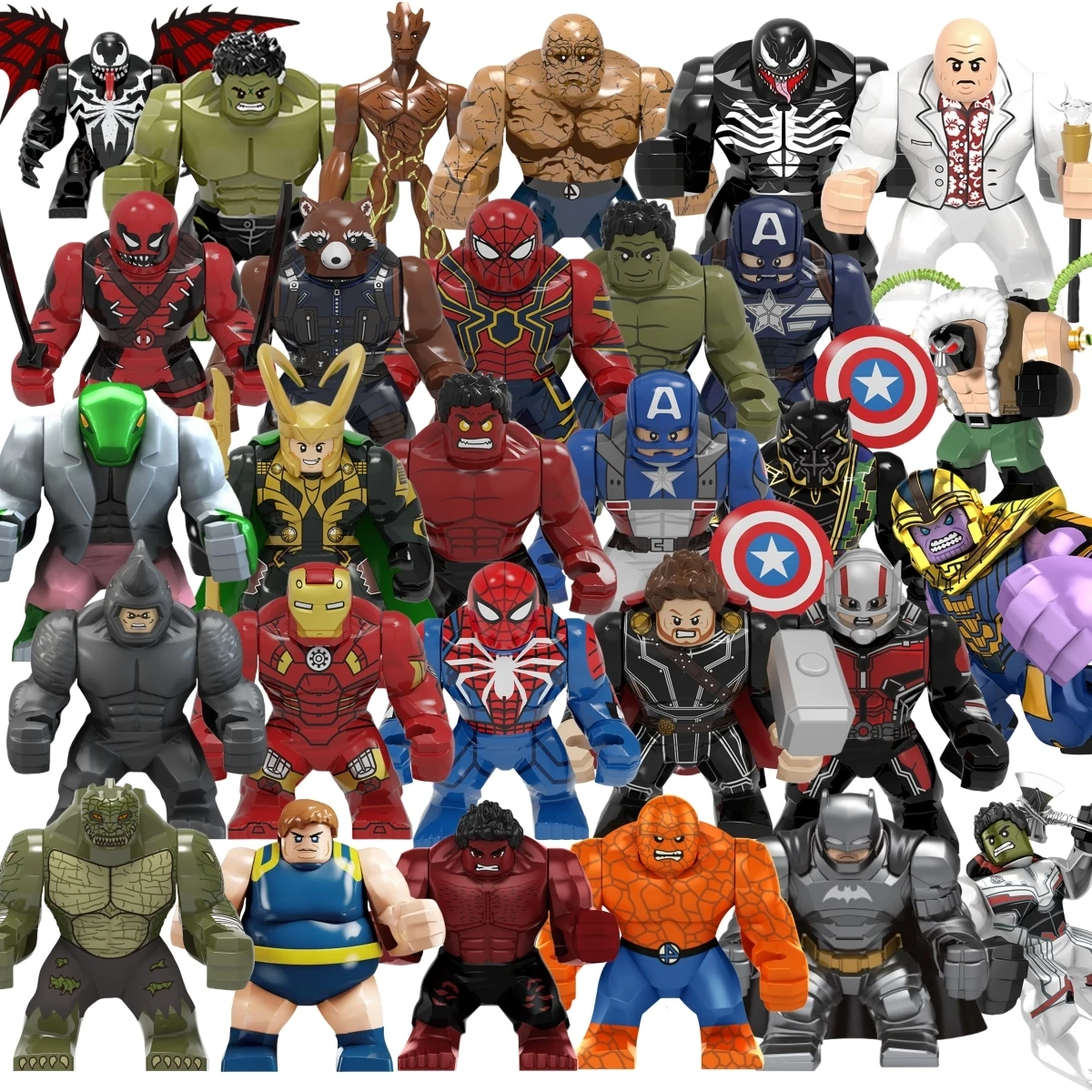 Blind Box Mini Building Blocks PG8118 Figures Big Goblin Spiderman Iron Man Venom Captain Hawk Deadpool Armor Christmas Gift Toy