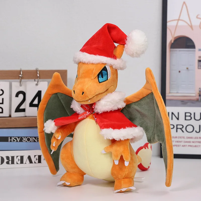 New 11 Inch Pokemon Christmas Series Plush Toys Charizard Charmander Soft Stuffed Peluche Doll Kids Child Xmas Birthday Gifts