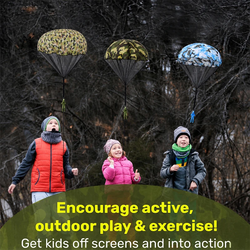 Army Parachute Toys for Kids,Tangle Free Outdoor Flying Parachute Men, Best Small Outside Toys Christmas Stocking Stuffers Gifts