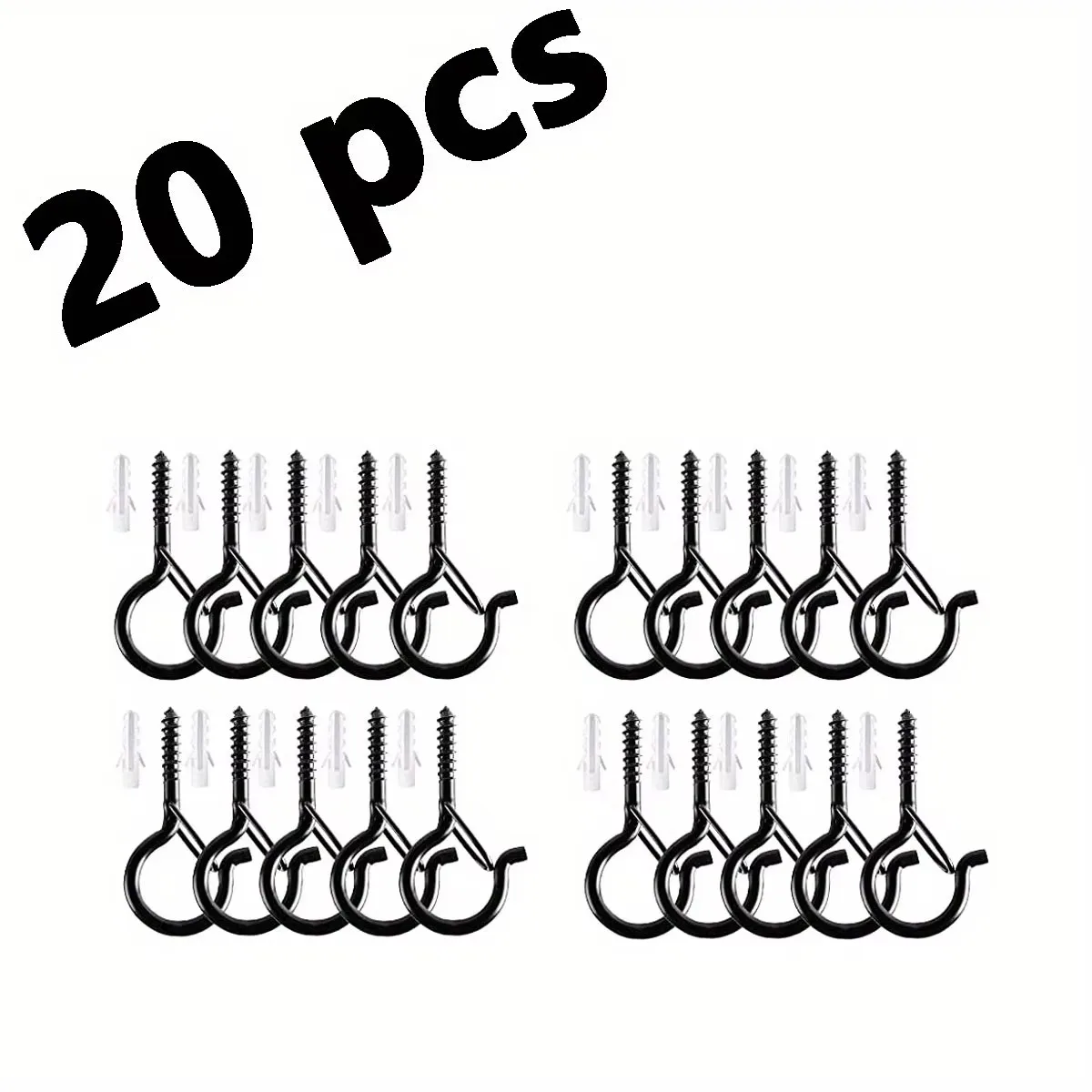Hooks with Safety Clips, Windproof Screw Hooks for Hanging Outdoor String Lights, Ceiling Hooks for Plants, Christmas Lights