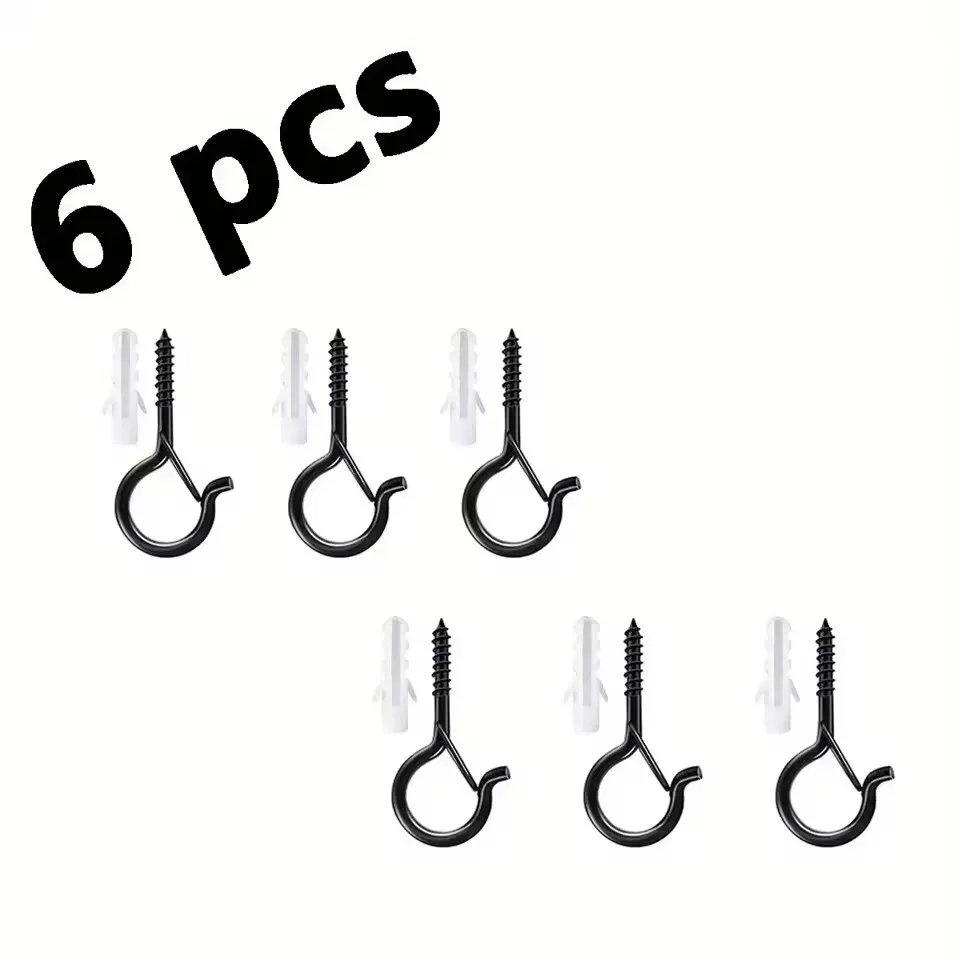 Hooks with Safety Clips, Windproof Screw Hooks for Hanging Outdoor String Lights, Ceiling Hooks for Plants, Christmas Lights