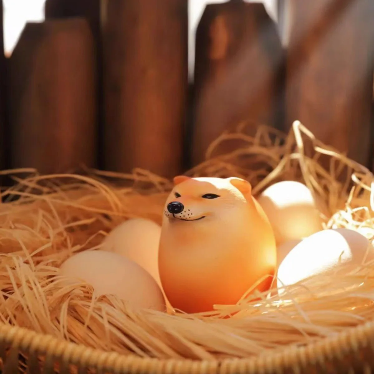Creative Shiba Inu Realistic Egg Shape PVC Desk Decor Dog & Egg Union Decorations For Home Offices Fun Christmas Gifts