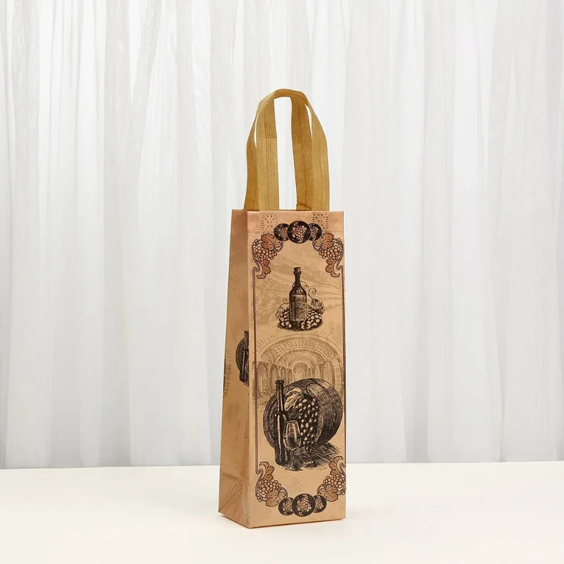 4/8/12 Pieces Vintage Wine Gift Bags for Single Bottle,Non-Woven Wine Bottle Pouch with Handle for Wedding PartyFavors Christmas