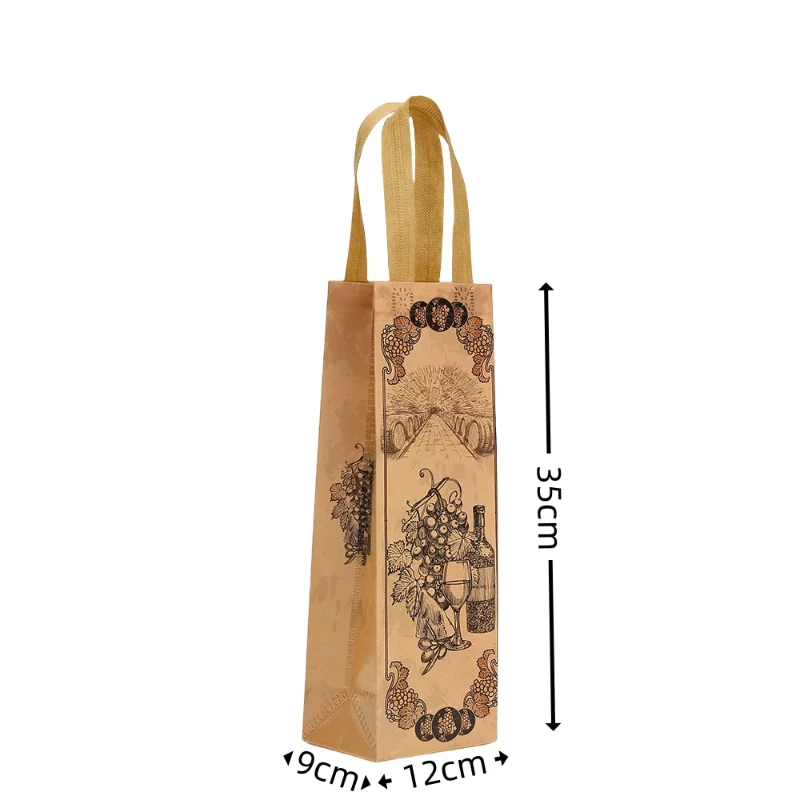 4/8/12 Pieces Vintage Wine Gift Bags for Single Bottle,Non-Woven Wine Bottle Pouch with Handle for Wedding PartyFavors Christmas