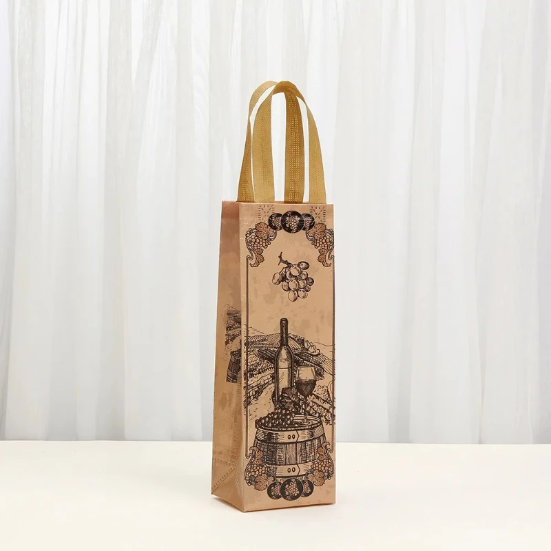 4/8/12 Pieces Vintage Wine Gift Bags for Single Bottle,Non-Woven Wine Bottle Pouch with Handle for Wedding PartyFavors Christmas