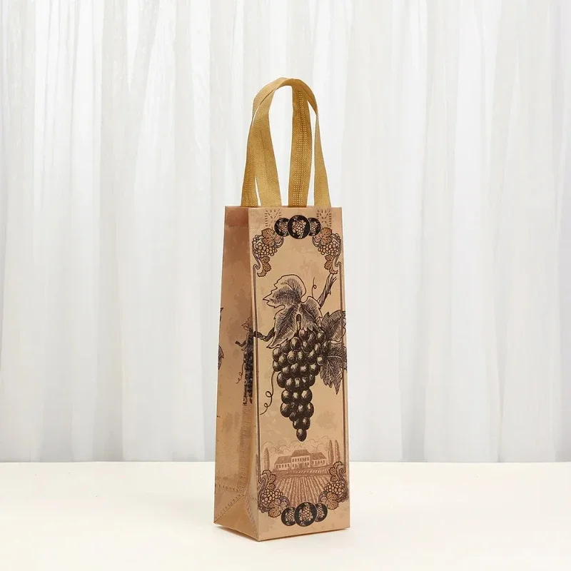 4/8/12 Pieces Vintage Wine Gift Bags for Single Bottle,Non-Woven Wine Bottle Pouch with Handle for Wedding PartyFavors Christmas