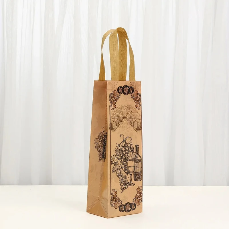 4/8/12 Pieces Vintage Wine Gift Bags for Single Bottle,Non-Woven Wine Bottle Pouch with Handle for Wedding PartyFavors Christmas