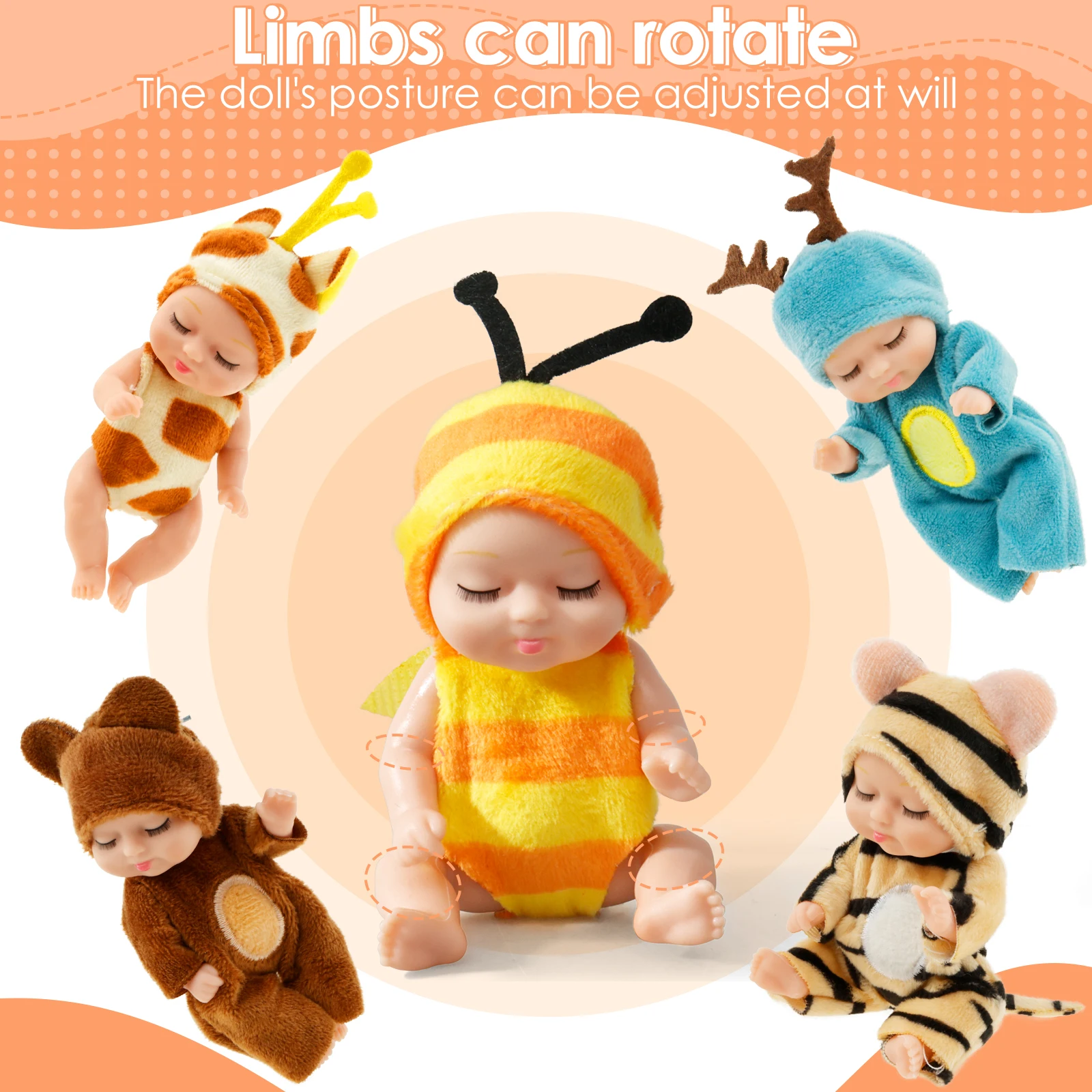 6-12Pcs Mini Baby Dolls Cute Mini Reborn Dolls with Clothes Tiny Baby Dolls Smooth Small Baby Dolls Kid Birthdays Christmas Gift
