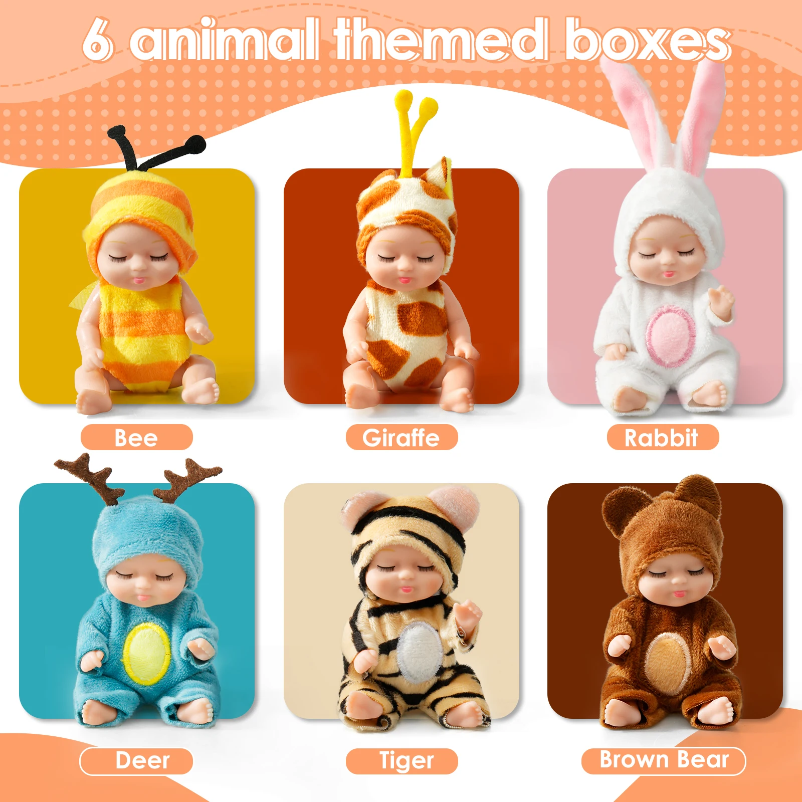 6-12Pcs Mini Baby Dolls Cute Mini Reborn Dolls with Clothes Tiny Baby Dolls Smooth Small Baby Dolls Kid Birthdays Christmas Gift