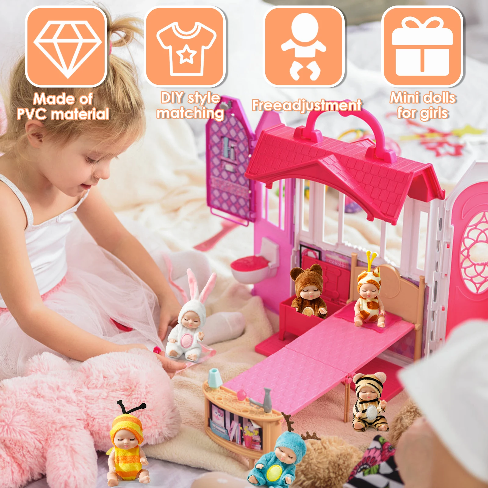 6-12Pcs Mini Baby Dolls Cute Mini Reborn Dolls with Clothes Tiny Baby Dolls Smooth Small Baby Dolls Kid Birthdays Christmas Gift