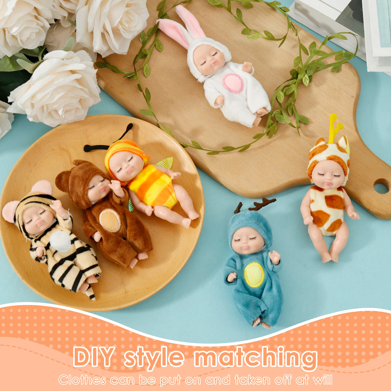 6-12Pcs Mini Baby Dolls Cute Mini Reborn Dolls with Clothes Tiny Baby Dolls Smooth Small Baby Dolls Kid Birthdays Christmas Gift