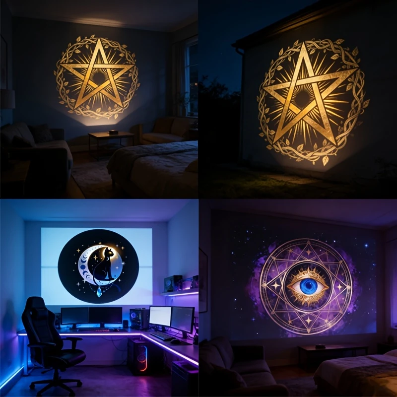 LED Projection Light,Cat,Sun,Eye of Life,Scepter Atmosphere Light Tarot cards Halloween Projection Light Christmas decorations