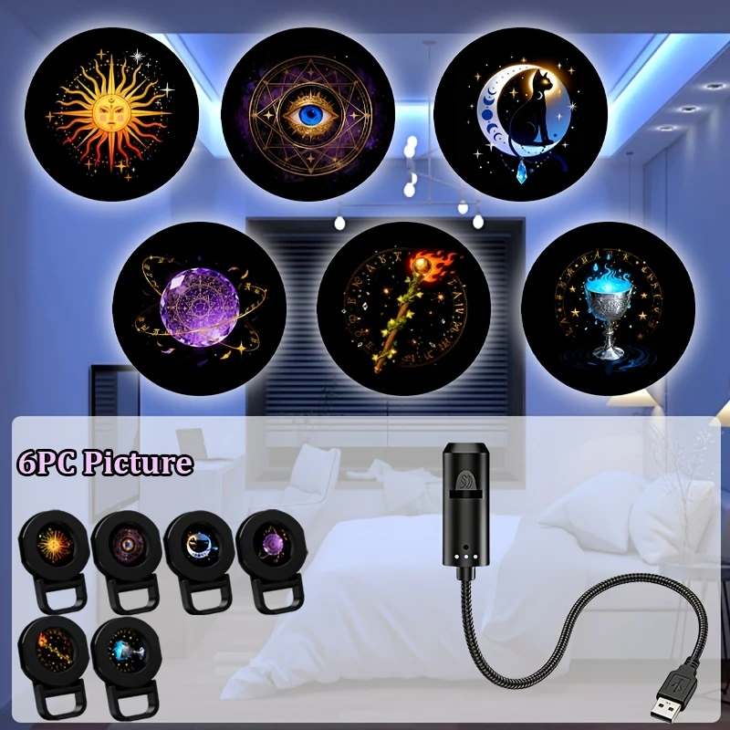 LED Projection Light,Cat,Sun,Eye of Life,Scepter Atmosphere Light Tarot cards Halloween Projection Light Christmas decorations