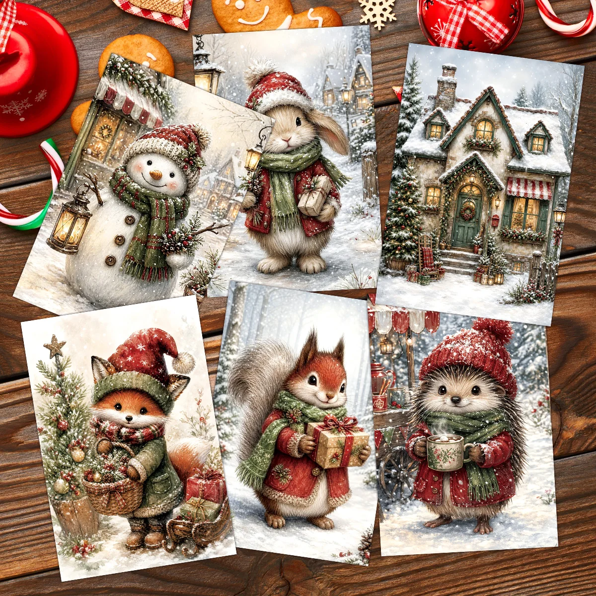 20pcs Christmas-Themed Party Invitations&Postcards,For Winter Holiday Greeting Cards,Home/Office Wall Art Decor,Gift Enclosures