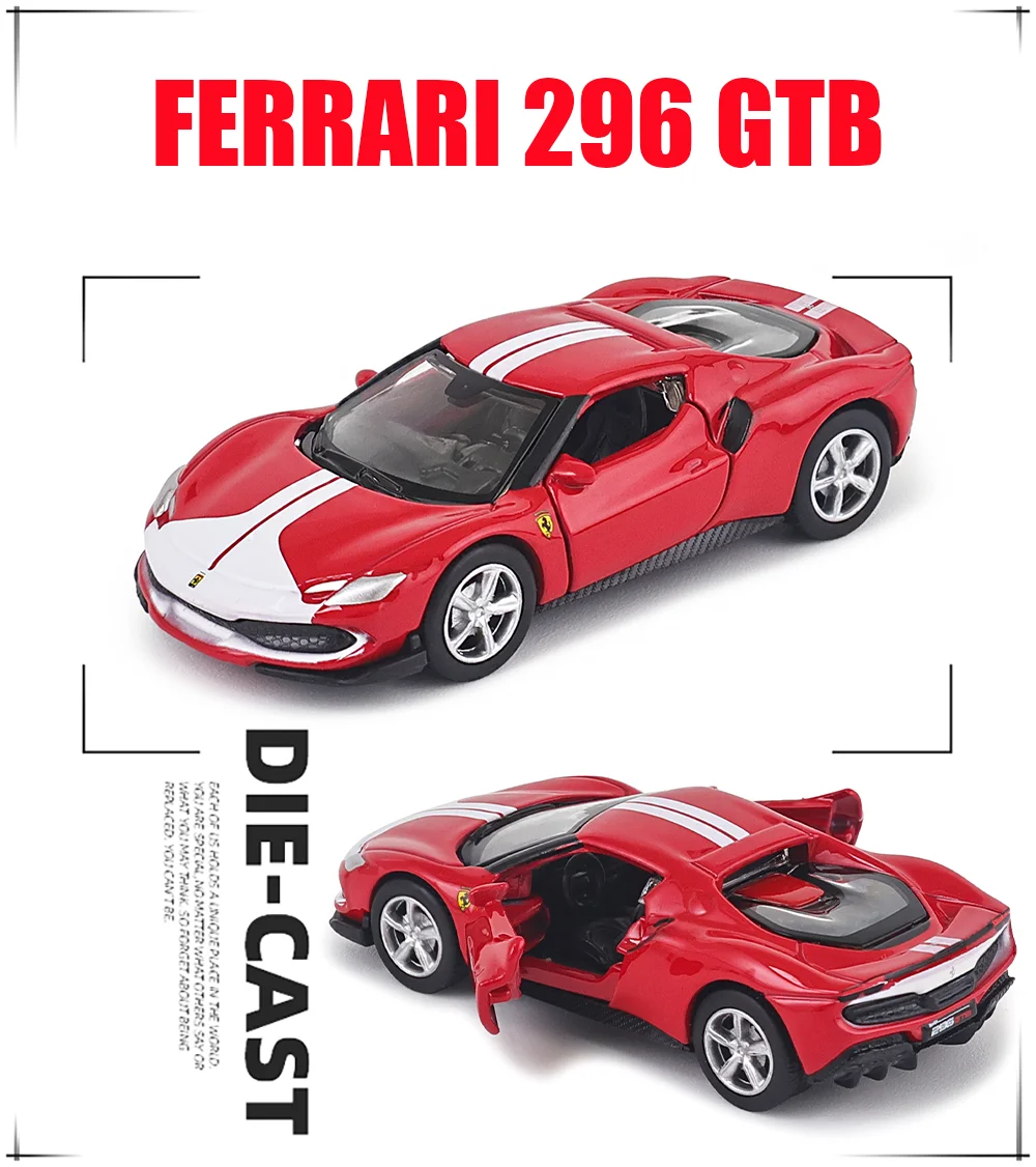 Bburago 1:64 FERRARI 296 GTB ASSETTO FIORANO Purosangue car model series children's Christmas boy gift toys