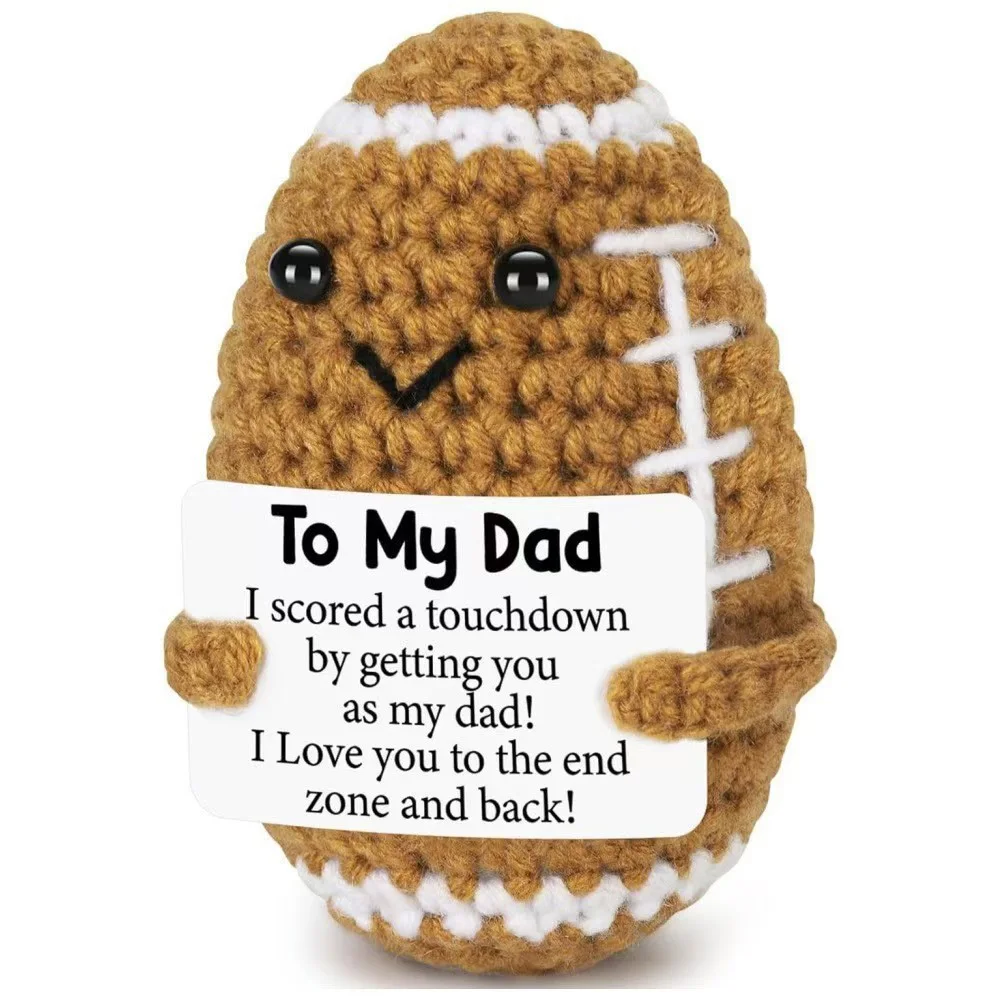 Funny Crochet Positive Toast Emotional Support Crochet Ornaments Handmade Knitted Toast Dolls with Positive Card Christmas Gifts