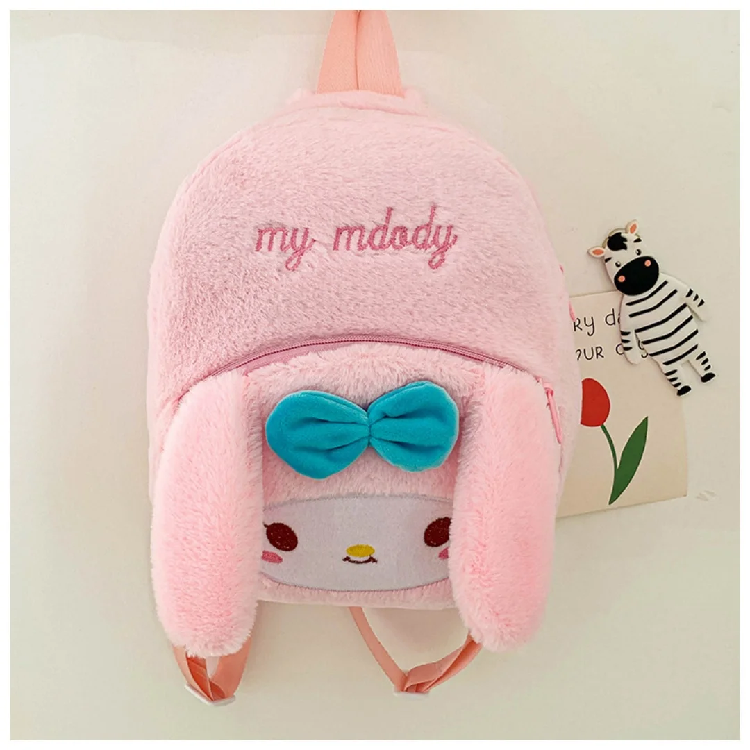 Sanrio Cartoon Lovely Hello Kitty Plush Backpack Cinnamoroll Kuromi Girl Heart Large Capacity My Melody Shoulders Bag Christmas