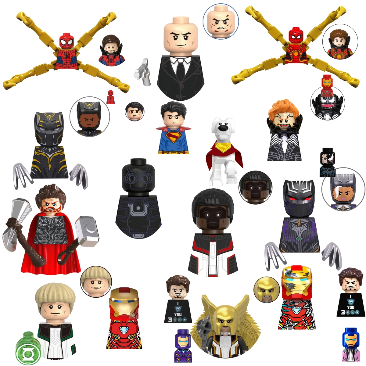 Blind Box Mini Building Blocks G0139 Figures Big Goblin Spiderman Iron Man Venom Captain Hawk Deadpool Armor Christmas Gifts Toy