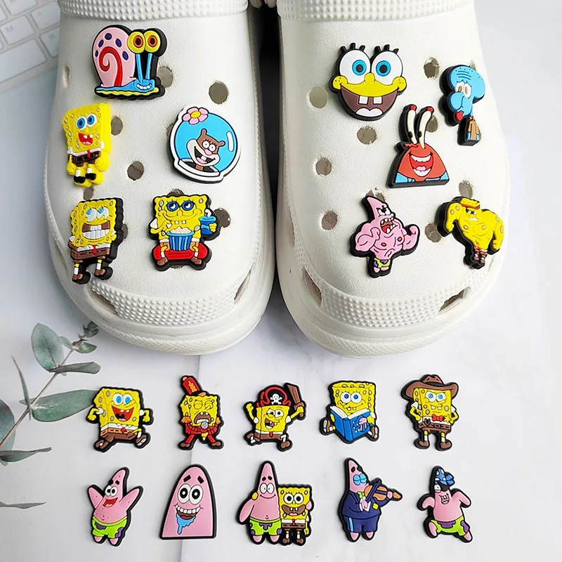 20pcs Spongebob Shoe Charms For Slides Sandals Crocs,Shoe Decorations Accessories Buckle For Christmas Birthday Party Gift