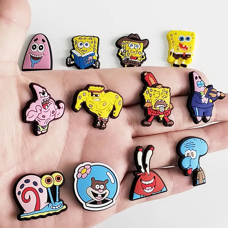 20pcs Spongebob Shoe Charms For Slides Sandals Crocs,Shoe Decorations Accessories Buckle For Christmas Birthday Party Gift