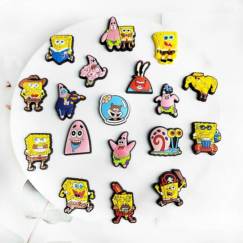 20pcs Spongebob Shoe Charms For Slides Sandals Crocs,Shoe Decorations Accessories Buckle For Christmas Birthday Party Gift