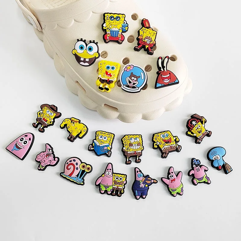 20pcs Spongebob Shoe Charms For Slides Sandals Crocs,Shoe Decorations Accessories Buckle For Christmas Birthday Party Gift