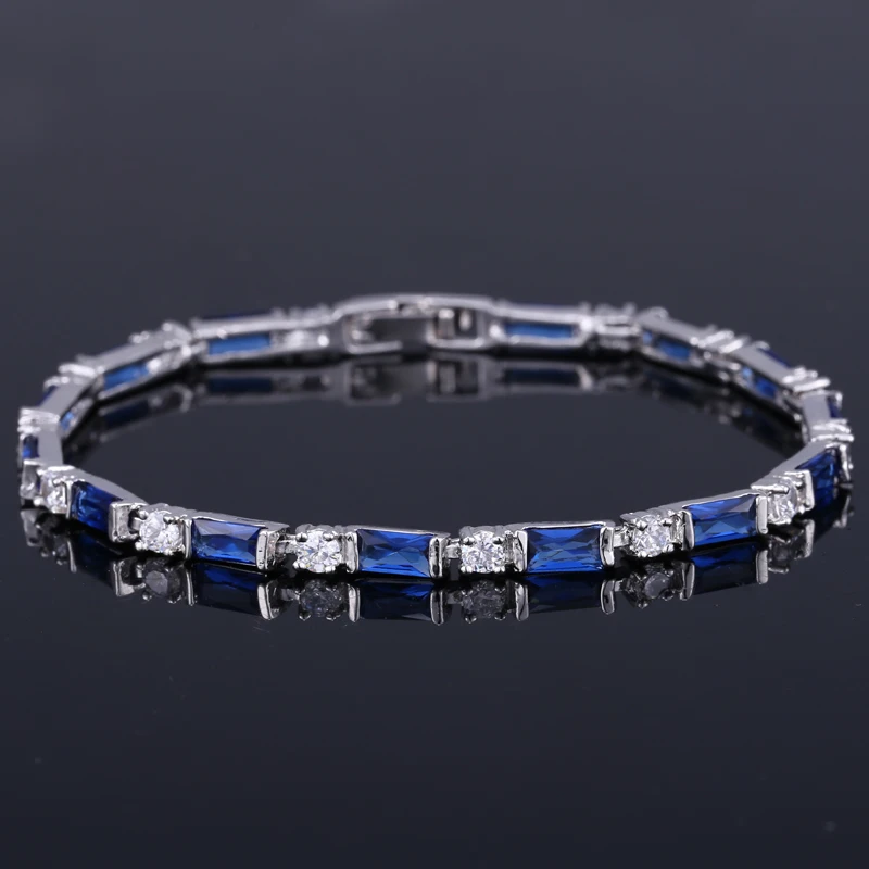 CWWZircons Fashion CZ Charm Lovely Red Green Blue Austrian Crystal Tennis Bracelets for Women Christmas New Year Gift CB087