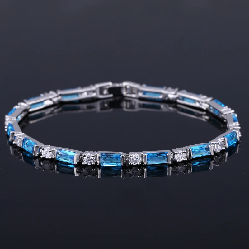 CWWZircons Fashion CZ Charm Lovely Red Green Blue Austrian Crystal Tennis Bracelets for Women Christmas New Year Gift CB087