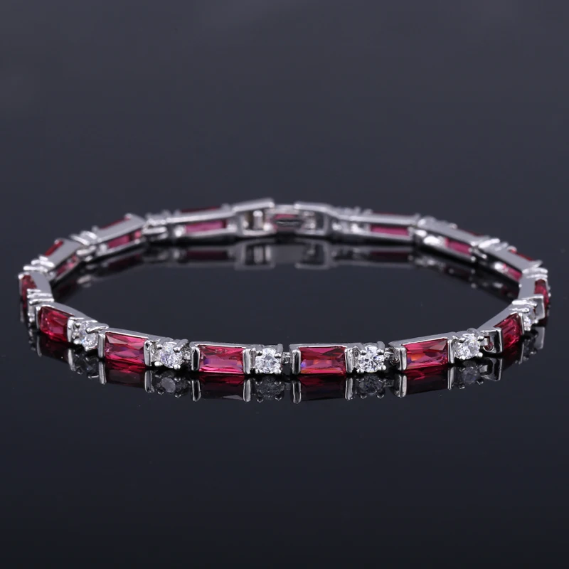 CWWZircons Fashion CZ Charm Lovely Red Green Blue Austrian Crystal Tennis Bracelets for Women Christmas New Year Gift CB087