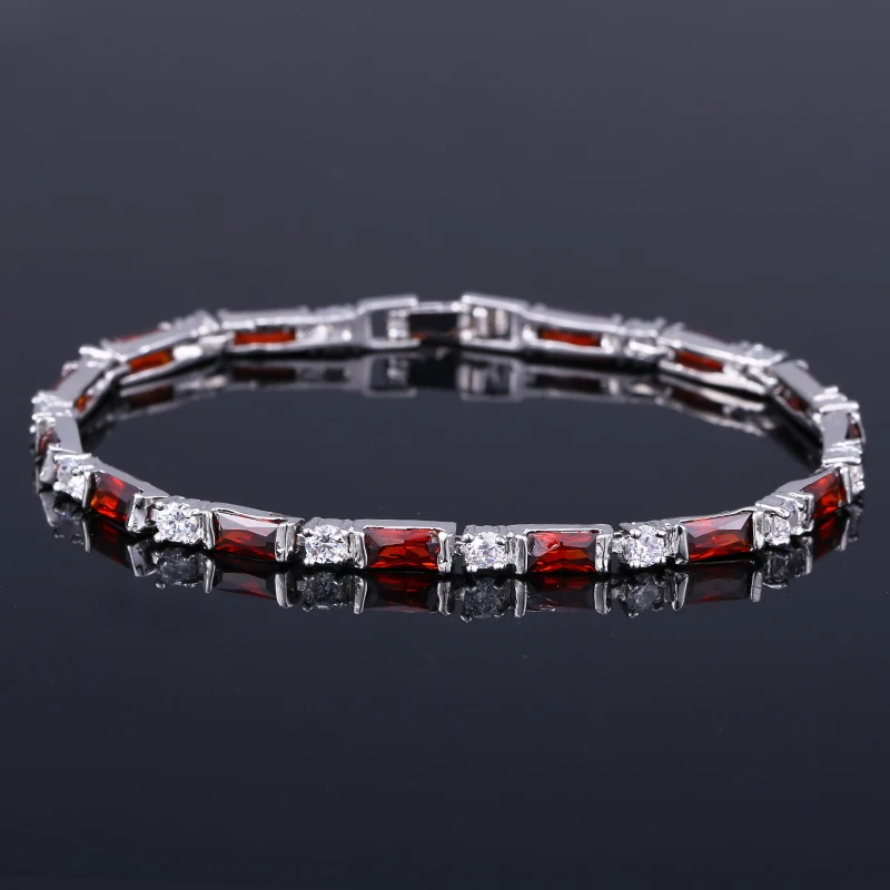 CWWZircons Fashion CZ Charm Lovely Red Green Blue Austrian Crystal Tennis Bracelets for Women Christmas New Year Gift CB087