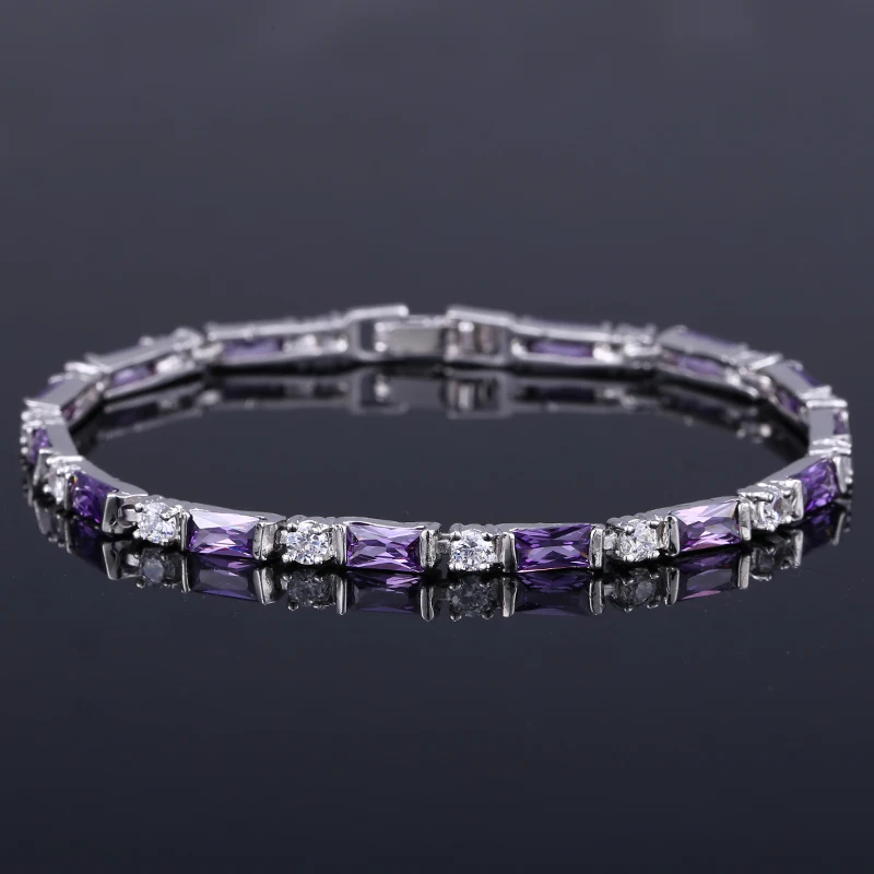 CWWZircons Fashion CZ Charm Lovely Red Green Blue Austrian Crystal Tennis Bracelets for Women Christmas New Year Gift CB087