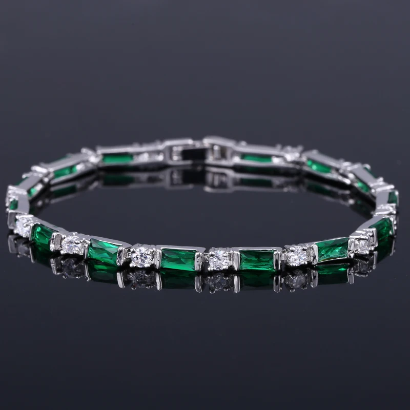 CWWZircons Fashion CZ Charm Lovely Red Green Blue Austrian Crystal Tennis Bracelets for Women Christmas New Year Gift CB087