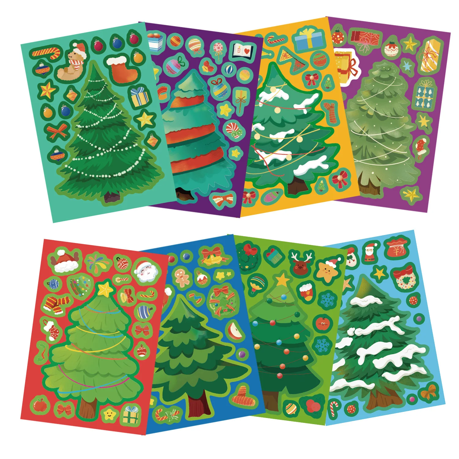 8/16/24PCS Puzzle Stickers Christmas Tree Make a Face Stickers DIY Handicrafts Waterproof Stationery Stickers