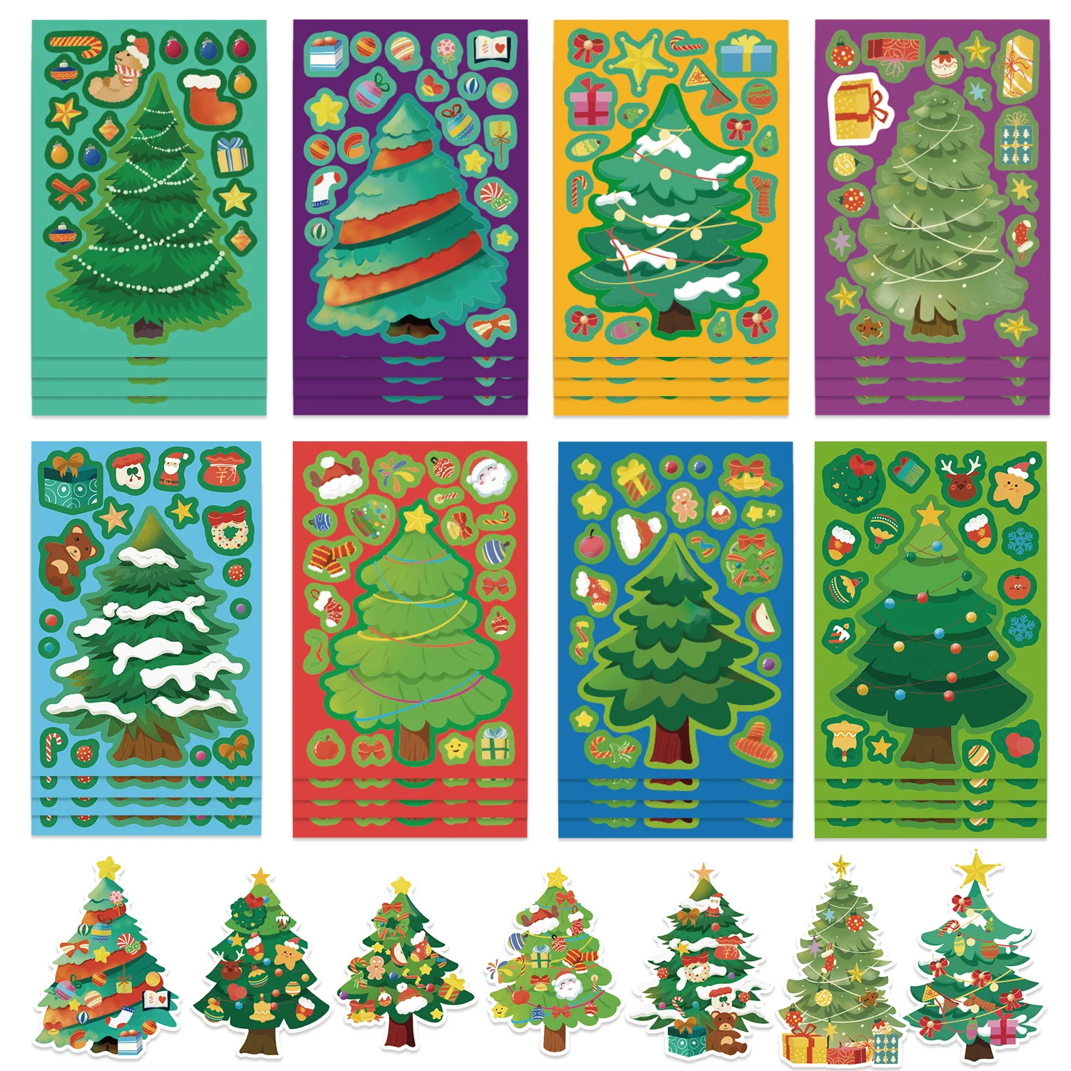 8/16/24PCS Puzzle Stickers Christmas Tree Make a Face Stickers DIY Handicrafts Waterproof Stationery Stickers