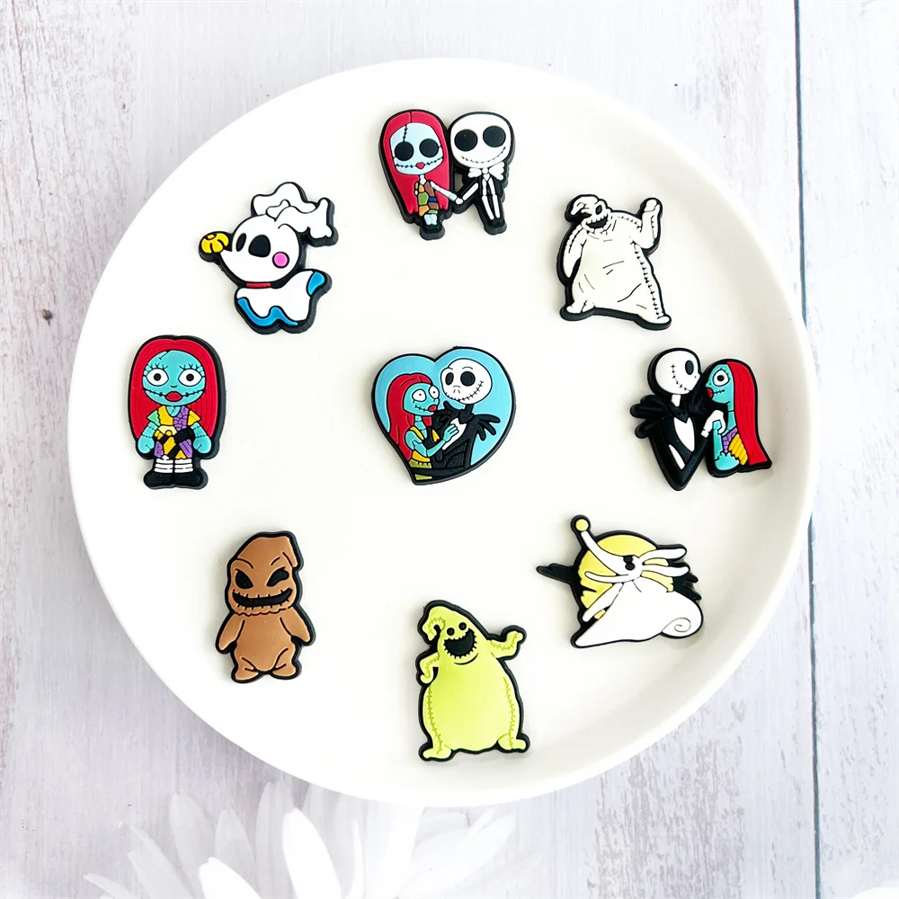 22Pcs Movie Nightmare Before Christmas Shoe Charms For Slides Clog Sandals Shoes Decorations Accessories Buckle For Party Gifts