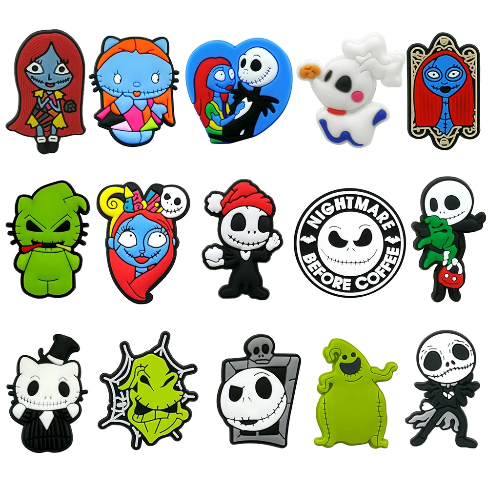 22Pcs Movie Nightmare Before Christmas Shoe Charms For Slides Clog Sandals Shoes Decorations Accessories Buckle For Party Gifts