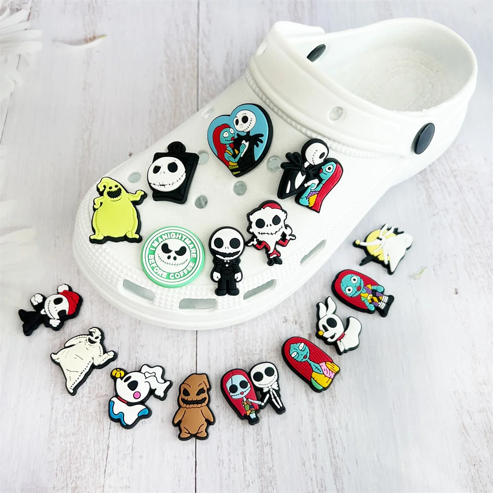 22Pcs Movie Nightmare Before Christmas Shoe Charms For Slides Clog Sandals Shoes Decorations Accessories Buckle For Party Gifts